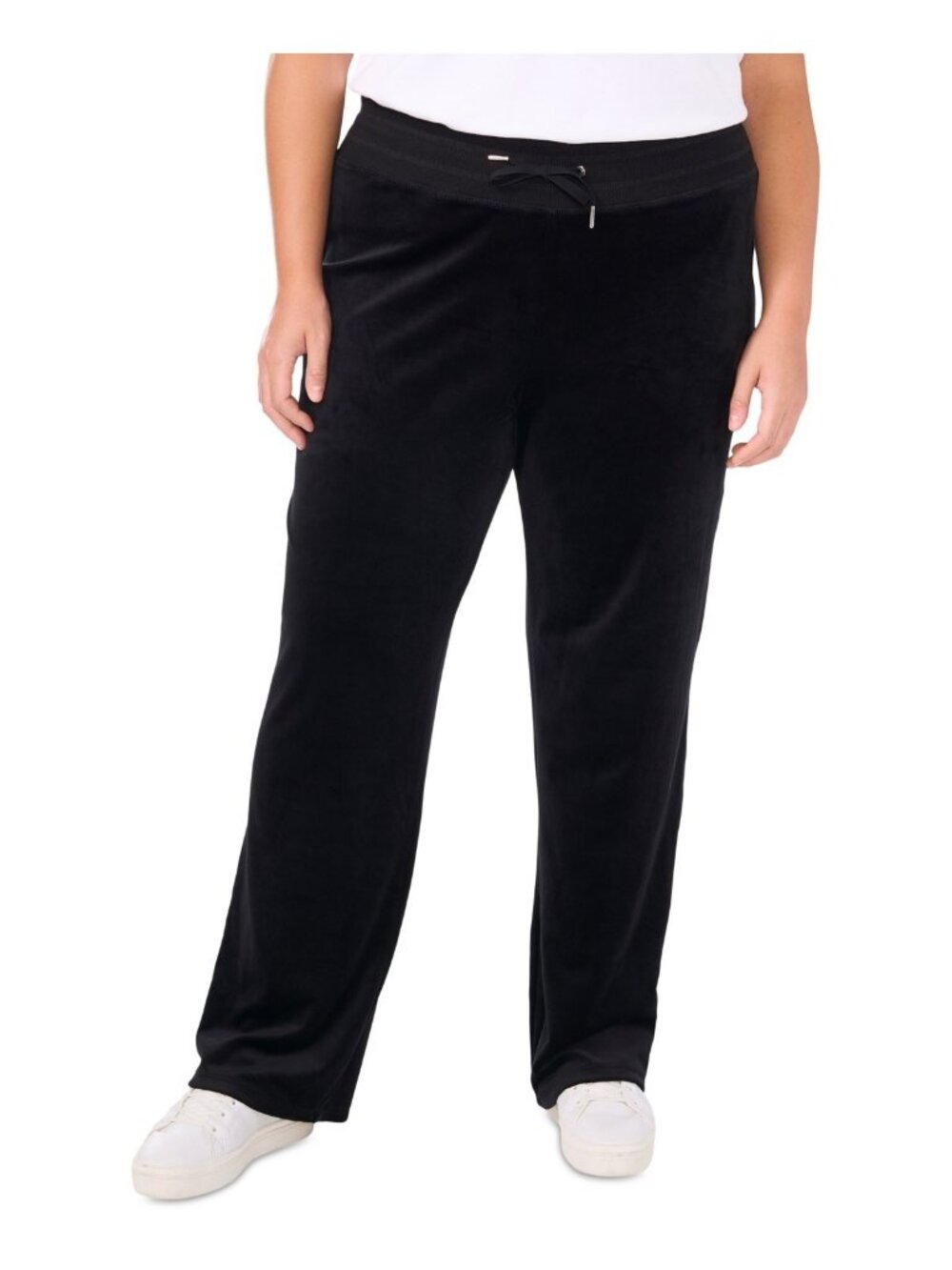 Vince Camuto Plus Size 3X Black Velour Drawstring-Waist Straight-Leg Pants $79